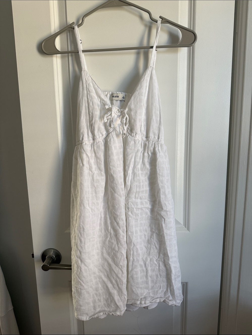 Hollister White Linen-Blend Tie-Front Chemise